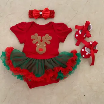 Božič Otroška Noša Baby Dekleta, Igralne Obleke Novorojenčka Oblačila Jelenov Božič Natisnjeni Jumpsuits Obleko Bebes Novo Leto Rdeči Romper