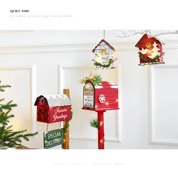 Božični Dekor Tla Poštnem Nabiralniku Postbox Domov Zunanji Les Božično Zabavo Dekoracijo Ročno Restavracija Hotel Fotografija Rekviziti