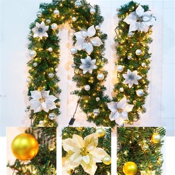 Božični Okraski Garland Dekoracijo Rattan Luči Venec Mantel Kamin Stopnice, Stene, Vrata Bor Božič Drevo LED Luči Dekor