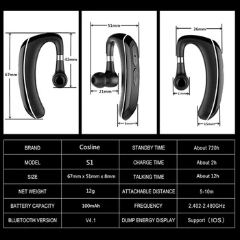 Brezžične Slušalke Poslovnih Prostoročno Bluetooth Slušalke Slušalke Slušalke Čepkov Z Mikrofonom Za Hd Klic Voznik Telefon