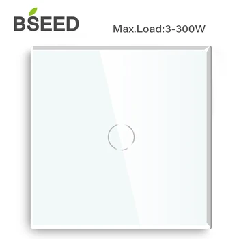 Bseed 1 Banda 1 Način, EU Standard Light Touch Stikalo 300W Črno Belo Zlato Z Kristalno Steklo Plošče 86*86mm
