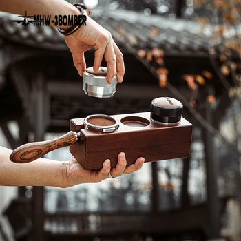 Bukovega Lesa Oreha Espresso Distributer Mat Kave Vplivanja Na Stojalo Podporne Baze Rack Aparat Za Filter Držalo Barista Orodja Pribor
