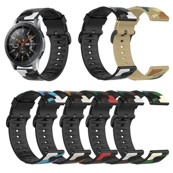 Camo Silikonski Trak Za Samsung Galaxy Watch 46mm 42mm Prikrivanje, Silikonski Trak Za Galaxy Watch Aktivna 2 1 S3 S Črno Sponke