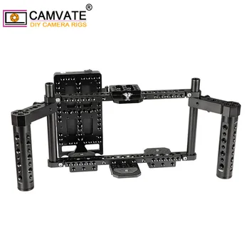 CAMVATE Nastavljiv DSLR Kamera Spremlja Celotno Kletko Ploščad Z Dvojno Sir Ročaj & Kamera Video V ključavnico, Hitro Sprostitev Baterije Tablice