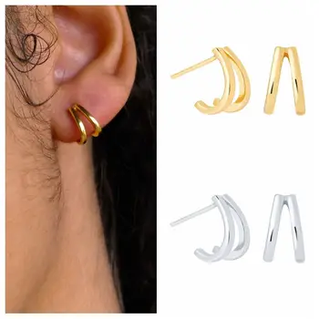 CANNER 925 Sterling Srebro Osebno C-oblikovani Žrebec Uhani Za Ženske Zlata Barva Piercing Uhan Earings Nakit pendientes