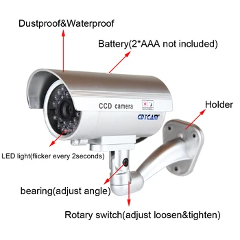 Cdycam Ponaredek Dummy Kamera Bullet Nepremočljiva Zunanja Notranja Varnost CCTV nadzorna Kamera Z Utripajočo Rdečo LED Brezplačna Dostava