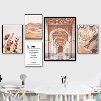 Cerkev Maroko Vrata Puščave Canyon Kamele Wall Art Platno Slikarstvo Nordijska Plakatov In Fotografij Stenske Slike Za Dnevna Soba Dekor