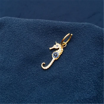 Cheny s925 sterling srebro nov slog zlato rumeno ocean uhan ženska moda osebnost hipokampusu oblikovan uho nakit