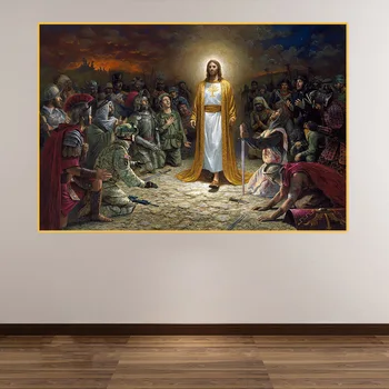 Christian Jezus, reši Svet, Platno Slikarstvo Cuadros Plakatov Tiskanje Wall Art za Dnevni Sobi Doma Dekor (Brez Okvirja)