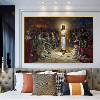Christian Jezus, reši Svet, Platno Slikarstvo Cuadros Plakatov Tiskanje Wall Art za Dnevni Sobi Doma Dekor (Brez Okvirja)