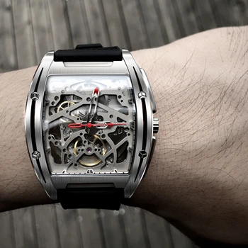 CIGA DESIGN Watch Avtomatsko Mehansko ročno uro iz Nerjavečega Jekla Sapphire Kristalno Uro Okostje Izbiranje Silikonski Trak