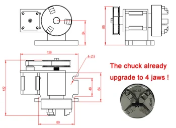 Cnc rotacijske osi, chuck 65mm dejavnosti konjička 4. Osi CNC Usmerjevalnik Graverja Rezkalni Stroj