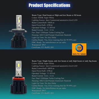 CNSUNNYLIGHT Super Svetla LED Avtomobilski Žarometi H7, H11/H8 9005/HB3 9006/HB4 9012 D1/D2/D3/D4 H4 H13 45W 6800Lm/podaljšana osvetlitev (Bulb 6000K Čisto Bela
