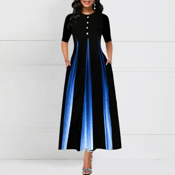 Cocktail Obleke 2020 Moda Plus Velikost Ženske Pol Rokavi Elegantno O-Vratu Tiskanja Dolgo Priložnostne Slim Ženske Formalno Stranko Obleko