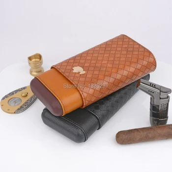 COHIBA Črne Tkanine Vzorec Vikend Potovanje Cigar Imetnik Cohiba cedrovine 3Plus Prsti Cev, Primerna za 63rings cigar