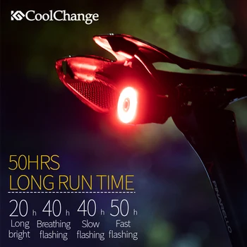 CoolChange Smart Kolo Rep Svetlobe USB Polnilne Ultra Svetla Zavora za Zaznavanje Izposoja IPX6 Zadaj Lučka Občutek Svetilko Rdečo Luč