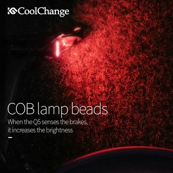 CoolChange Smart Kolo Rep Svetlobe USB Polnilne Ultra Svetla Zavora za Zaznavanje Izposoja IPX6 Zadaj Lučka Občutek Svetilko Rdečo Luč