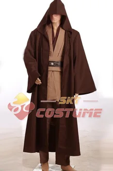 Cosplay Kostum Star Obi Wan Kenobi Kostum TUNIKA Jedi Knight Hooded Odraslih Moških Plašč Plašč Celoten Sklop Halloween Kostumi