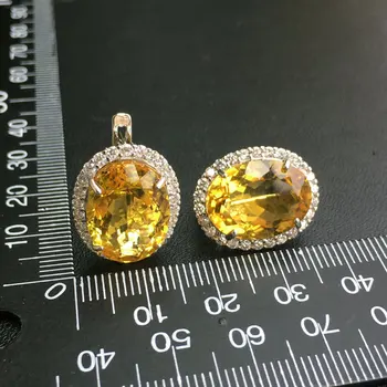 CSJ Citrine quartz gemstone plemenito Uhan Sterling Srebro 925 oval12*16mm 18Ct Fine Nakit Za Ženske, Lady ali mati šatulji