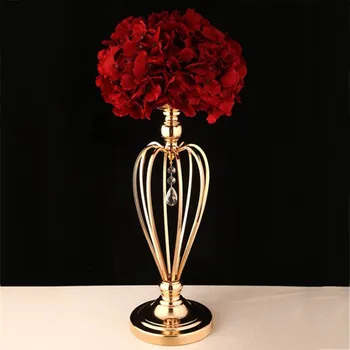 Cvetje Vaze, Svečniki Ceste Vodijo Tabela Centerpiece Kovinsko Zlata Stojalo Steber Svečnik Za Poroko Candelabra