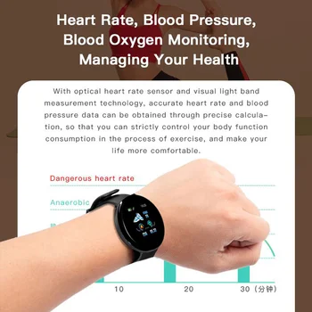 D18 Bluetooth Smart Watch Moških Krvni Tlak Krog Smartwatch Ženske, Šport Tracker ročno uro Ura Za Android Ios Brezplačna dostava
