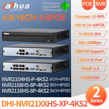 Dahua Original NVR2104HS-4P-4KS2 NVR2108HS-8P-4KS2 NVR2116HS-8P-4KS2 4/8/16 CH Kompakten 1U Lite H. 265 4K 80Mbps za CCTV Sistema