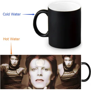 David Bowie skodelice pokal darila magične toplotno občutljivih Črni barvi spremembe kava Čaj Skodelice keramični kreveljiti
