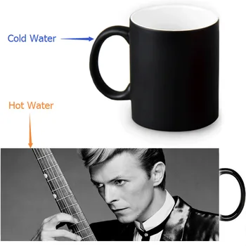 David Bowie skodelice pokal darila magične toplotno občutljivih Črni barvi spremembe kava Čaj Skodelice keramični kreveljiti