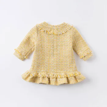 DB14476 dave bella jeseni baby dekle srčkan lok draped obleko otroci in modnih stranka obleko otroci dojenčka lolita obleko