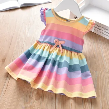 Dekle Tutu Obleko 2020 Novih Otroške Obleke Za Dekleta Ruffles Prugasta Sladko Nazaj Krila Rojstni Dan Otroci Obleko Poletje Otroci Oblačila