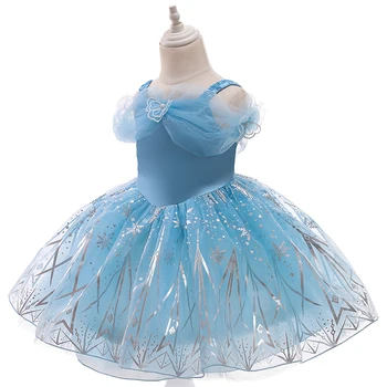 Dekleta Princesa Pepeljuga Obleko Brez Naramnic Snežinka Modra Princesa Obleko Rojstni Dan Obleko Dekle Obleko Otroška Oblačila Božič