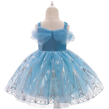 Dekleta Princesa Pepeljuga Obleko Brez Naramnic Snežinka Modra Princesa Obleko Rojstni Dan Obleko Dekle Obleko Otroška Oblačila Božič