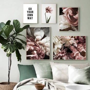 Dekoracijo Florals Peony Cvet Wall Art Platno Slikarstvo Sveže Botanični Plakatov In Fotografij Moderne Stenske Slike Za Dnevno Sobo