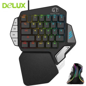 Delux T9X Gaming Keybord in Miško RGB LED Mehanske Žično Tipkovnico, Miško Combo Nastavite Urad Tipkovnice, Miši Za Računalnik Laptop Igre