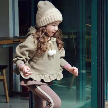 DFXD Otroci Oblačila korejskem Slogu Runo Debele Princesa Puloverji Jopice 2020 Pozimi Barva Dolg Rokav Krzno Žogo Vrhovi