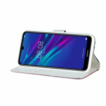Diamond Bleščice Usnjena torbica Za Huawei P Smart + P40 P30 P20 Pro Lite Y5 Y6 2019 Čast člen 8A, 7A, Nova 3i 3E 4E Denarnice Kritje Dekle