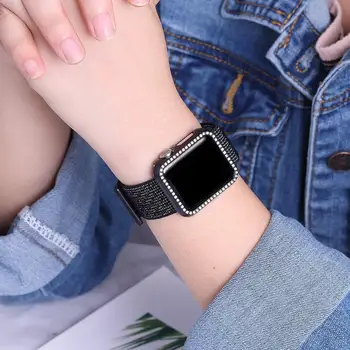 Diamond odbijača Za Apple watch Primeru zajema Apple watch 4 band 44 mm 40 mm Kovinski Zaščitnik primeru iWatch band 42mm 38 mm Pribor 3