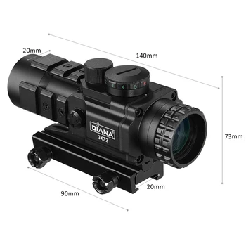 DIANA 3X32 Red dot zeleno luč lovska puška Collimator pogled taktično optični Puška obsega Prepoznavanje možnosti za puška za lov