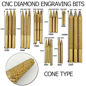 DIATOOL 2pcs Trak Tip 6-3/20 mm CNC Graviranje Bitov Za Stone, Vakuumske Brazed Diamond Carving Orodja, Diamond Burrs