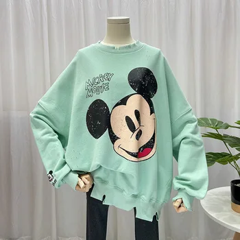 Disney Jeseni Hoodies Ženske Mickey Mouse Majica 2020 Dolg Rokav Svoboden Pomlad Hoodies O-izrez Ženska Oblačila Lady Novo Hoodies