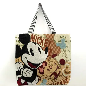 Disney Mickey Mouse Risanka, Velike Zmogljivosti, Varovanec Platno torba Tote lady torbici ženske, nakupovanje, Prosti čas vrečko