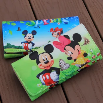 Disney minnie sophia risanka plišastih kovanec torbici pu princesa aisha dolgo denarnice darilo otrok mickey mouse sklopka vrečko kartico zamrznjeno