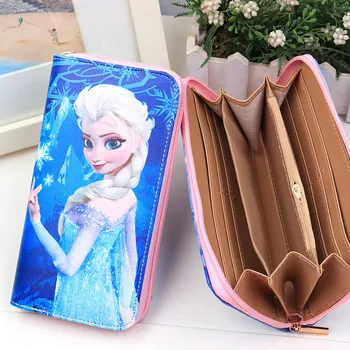 Disney minnie sophia risanka plišastih kovanec torbici pu princesa aisha dolgo denarnice darilo otrok mickey mouse sklopka vrečko kartico zamrznjeno