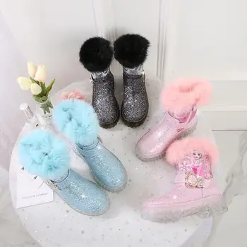 Disney Princesa Elsa Čevlji Za Zimo, Risanka Zamrznjeno Baby Dekleta Sneg Škornji Moda Mid-Tele Martin Čevlji Dekleta Plišastih Čevlji Roza