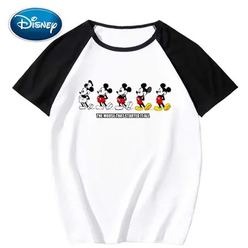 Disney Stilsko Mickey Miške Minnie Risanka Pismo Tiskanje O-Vratu Puloverju Unisex T-Shirt Kratek Rokav Tee Vrhovi XS - 3XL 8 Barv