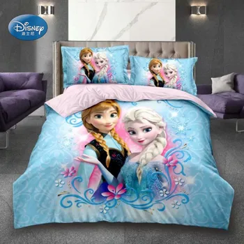 Disney Zamrznjene Elsa Ana Pepelka sneguljčica Princesa 3D Posteljnina Nabor Otrok Dekleta Rjuhe Kritje Komplet Posteljnino Dekor Enotni