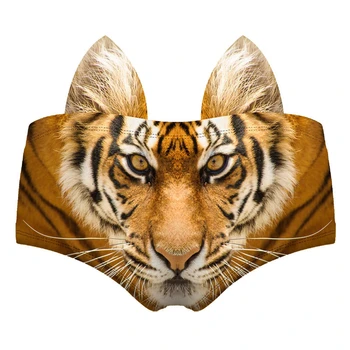 Divje Tiger 3D Srčkan Print Ušesa Ženske spodnje Perilo Zanimivo Hlačke Za Lady Vroče Seksi Žensko spodnje Perilo, Jermenov, spodnjice brez Hlačnic