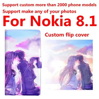 DIY Telefon vrečko Prilagojene po meri, fotografijo, Sliko PU usnje primeru pokrovček za Nokia 8.1