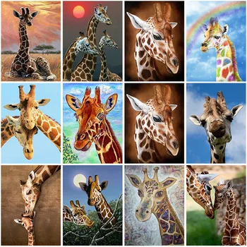 DIY Žirafa 5D Diamond Slikarstvo Celoten Krog smolo Živali Daimond Vezenje Navzkrižno Šiv Kompleti Doma Dekor Božično Darilo