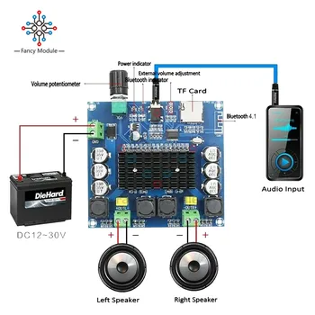 Diymore IS-A104 TPA3116 Bluetooth 4.1 Digitalni Ojačevalnik Odbor 2x50W Stereo OJAČEVALNIK Modul Podpira TF Kartice AUX Potenciometer